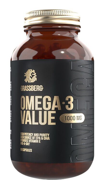 Биологически активная добавка к пище Omega 3 Value 30% 1000 мг, 90 капсул Grassberg