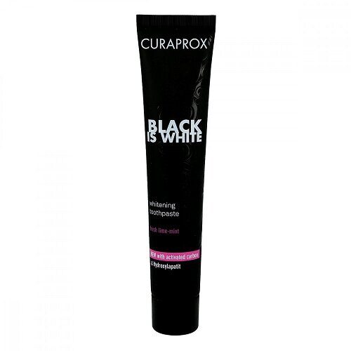 КУРАПРОКС паста зубная Black Is White Отбеливающая  90ml, вкус лайма CURAPROX