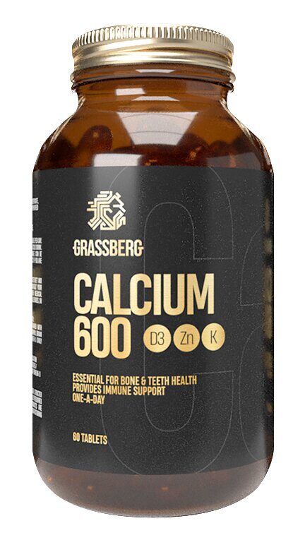 GRASSBERG Calcium 600 + D3 + Zn with Vit K1 60 tabl GRASSBERG