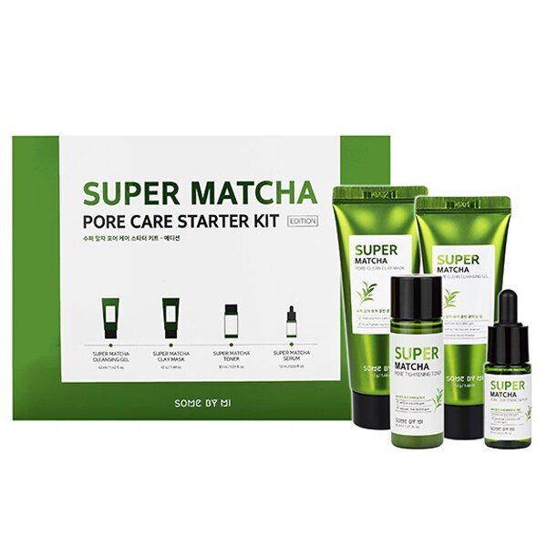 Набор: гель, маска, тонер, сыворотка (42мл,42г,30мл,10мл) SUPER MATCHA PORE CARE STARTER KIT SOME BY MI